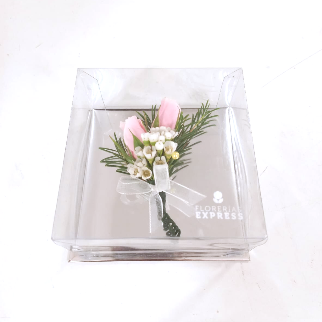 F- Boutonier para pecho de Mini Rosas Rosadas