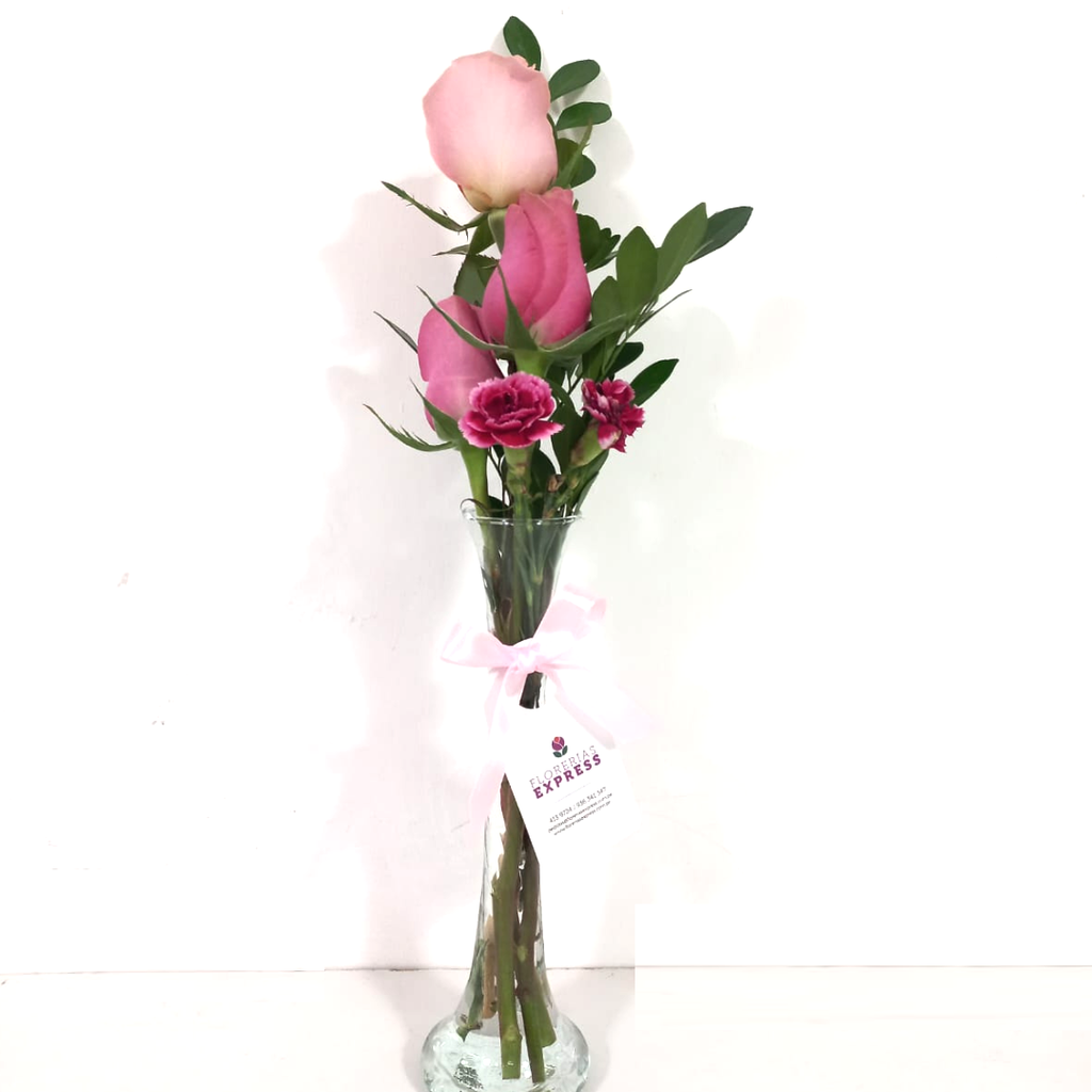 Florero de 3 rosas